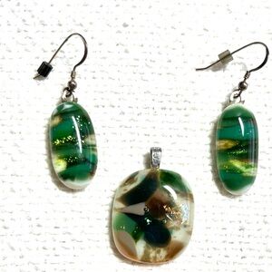 HANDMADE Green and Brown Jewelry Set